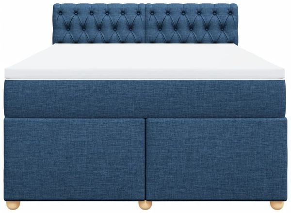 vidaXL Boxspringbett mit Matratze Blau 160x200 cm Stoff 3289044 Bild 6