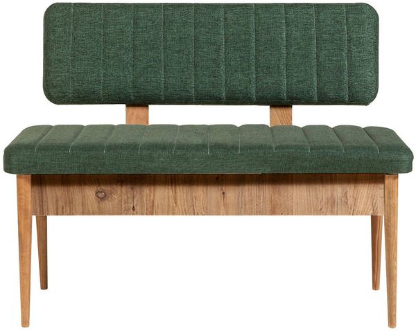 Dmora Bank Barthelemy, Mehrzweckbank, Gastplatz, Balkonbank mit mehreren Positionen, 110x40 h85 cm, Eiche und Grün