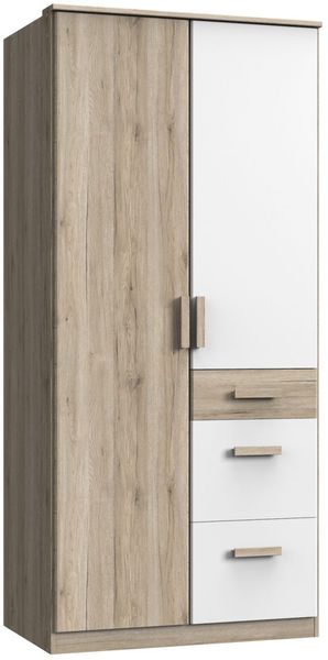Kleiderschrank Cariba in Eiche San Remo und Weiß- Drehtürenschrank in verschiedenen Varianten wählbar - Kleiderschrank 2 türig