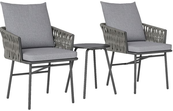 Bistro-Set H 49 x 40 x 40 cm aus Stahl und Kunst-Rattan in Grau mit 2 Stühlen Bild 7