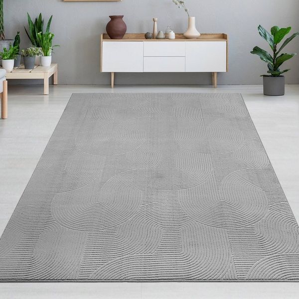 Carpetia Teppich 3D Hoch-Tief-Effekt, rechteckig, Höhe: 8 mm, weich pflegeleicht Saugroboter-geeignet