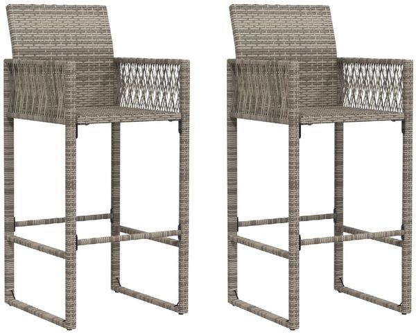 vidaXL Garten-Barhocker 2 Stk. Grau Poly Rattan 368704 Bild 2