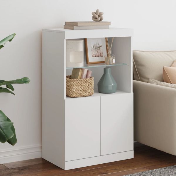 vidaXL Sideboard mit LED-Leuchten Weiß 60,5x37x100 cm 836665