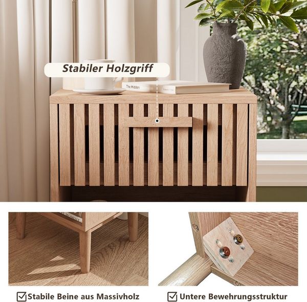 ADWOLT Nachttisch 2er Set Nachtschrank aus Holz, Nachtkommode mit Schubladen,Beistelltisch,Natur, 40 x 35 x 55 cm Bild 4