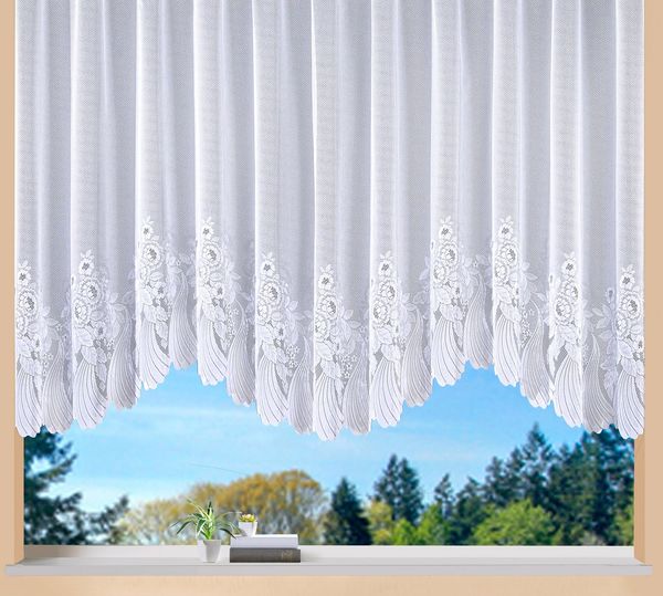 Weckbrodt Bogenstore Savannah (1 St), Kräuselband, halbtransparent, Jacquard, Jacquard, Bogenstore, halbtransparent, Bordüre, Kante, floral, Store