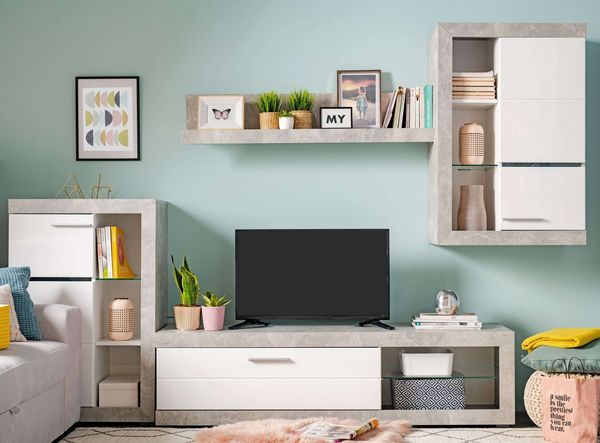 INOSIGN Wohnzimmer-Set Rosso Wohnwand, Mediawand, Anbauwand, für TV bis 60', Breite 267 cm, (Komplett-Set, 4-St, 4-st), Set besteht aus Highboard, TV-board, Wandregal und Hängeschrank