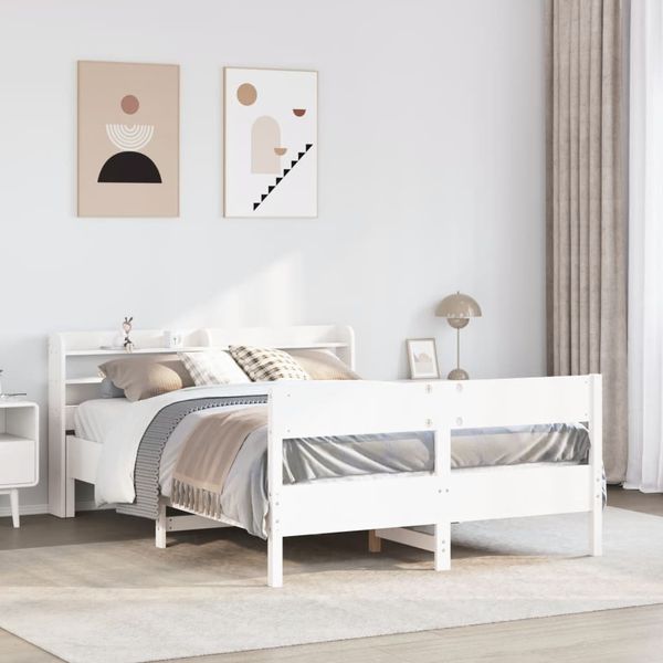 vidaXL Massivholzbett ohne Matratze Weiß 120x190 cm Kiefernholz 3306946