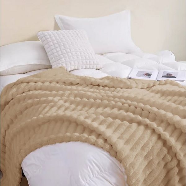 Wohndecke Blasen Decke Kuscheldecke Milchsamt Super Soft Wohndecke, CALIYO, Für Bett Sofa Schlafzimmer Wohn Kuscheldecken