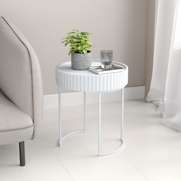 Beistelltisch Rill 46xØ40 cm Weiß [en. casa]
