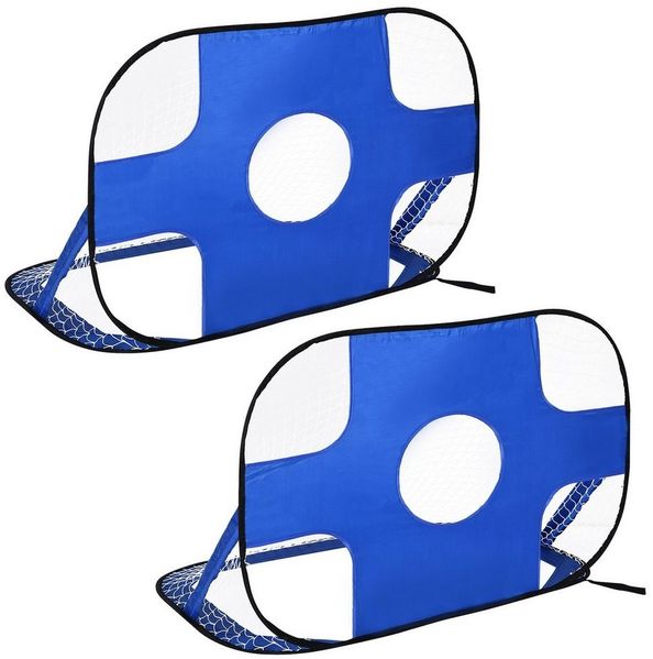 HOMCOM Fußballtor mobil mit Tragetasche (Set, 2 St, 2er Pop-up Fußballtore mit Tasche), 2-in-1 Tor mit Zielzonen, faltbar