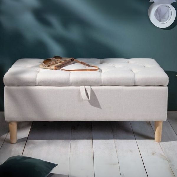 Elegante Truhenbank MODAN beige ca. 100cm Stauraum Sitzbank