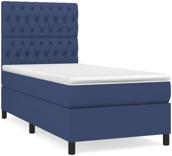 vidaXL Boxspringbett mit Matratze Blau 90x190 cm Stoff 3141983