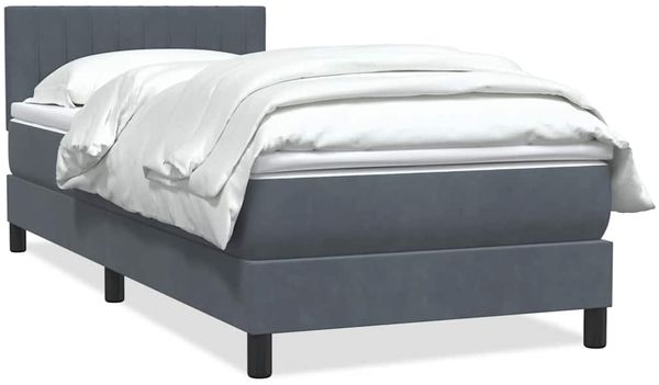 vidaXL Boxspringbett mit Matratze Dunkelgrau 80x220 cm Samt 3316426