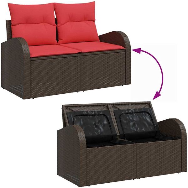 vidaXL Garten-Sofa-Set mit Speicher 7 pcs Braun Poly Rattan 3357417 Bild 12