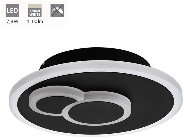 Eglo 30659 Deckenleuchte CADEGAL Stahl schwarz, Kunststoff weiss H:5cm Ø20cm 7,8W 4000K