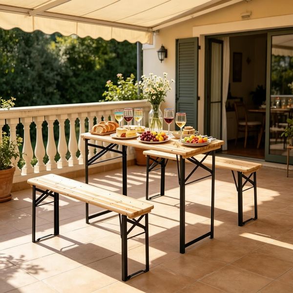 3-teiliges Balkonmöbel-Set, Gartenmöbel-Set, Terrassenmöbel-Set, grau