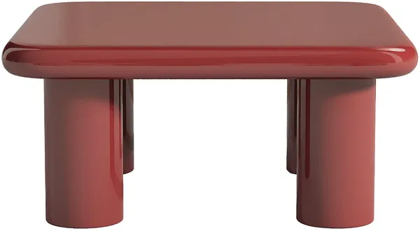 Vente-unique - TAMISDA Couchtisch Holz, Platte Rot - B 90 cm x H 41 cm x L 90 cm