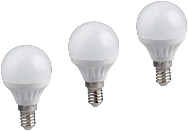 E27 LED 3 Stk. - 5 Watt, 400 Lumen, 3000 Kelvin warmweiß, Ø4,5cm - nicht dimmbar