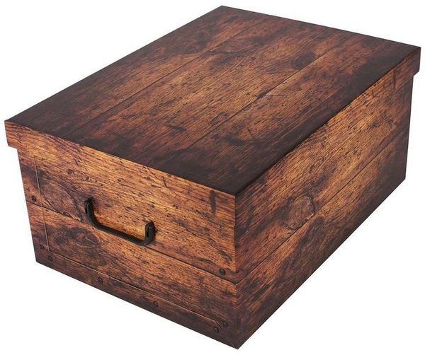 Kreher Aufbewahrungsbox Aufbewahrungsbox, Dekokarton - Motiv: Holz Dunkel