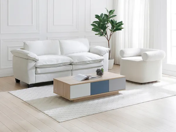 Vente-unique - FILUTIA Couchtisch Holz, Platte Beigemulticolour - B 60 cm x H 32 cm x L 120 cm