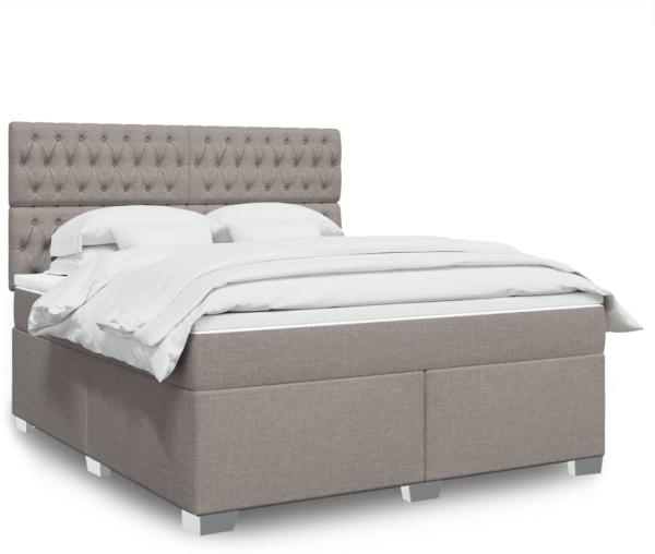 vidaXL Boxspringbett mit Matratze Taupe 180x200 cm Stoff 3292878