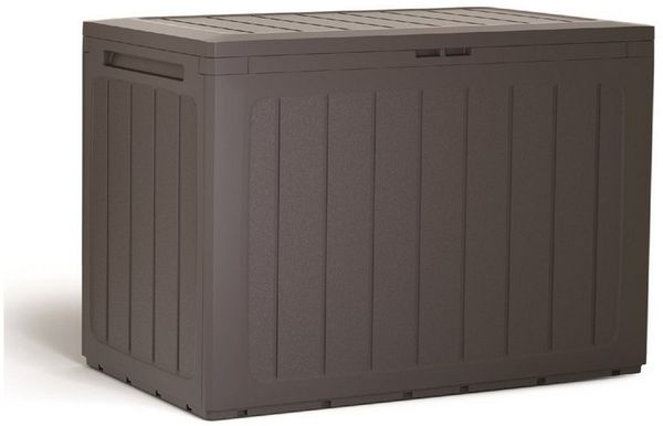 Gartenbaul 190 Liter Prosperplast Boardebox aus dunklem Ocker -Kunststoff 78 x 43,3 x 55 cm