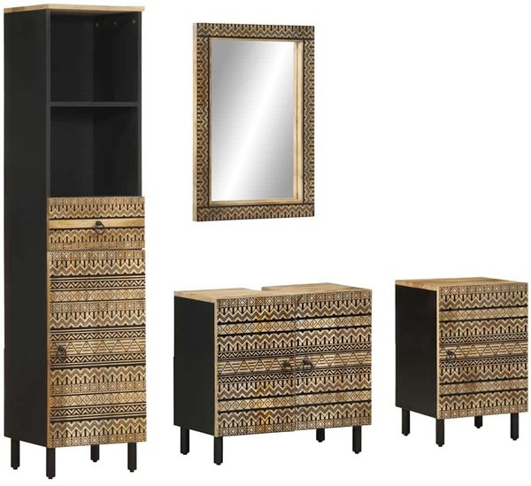 vidaXL 4-tlg. Badmöbel-Set Massivholz Mango 3310131