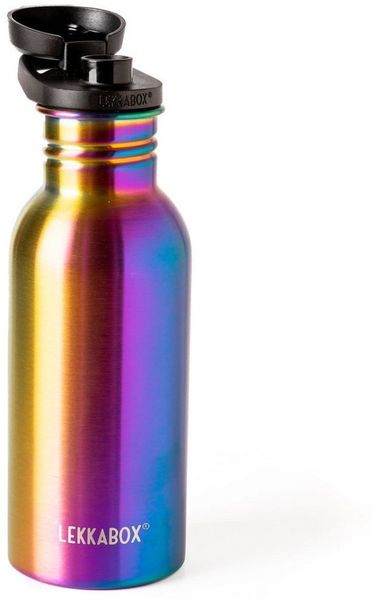 LEKKABOX Trinkflasche Edelstahl Trinkflasche, Rainbow 500ml - Kinder Sport Edelstahlflasche, Leicht wie Alu, aber aus Edelstahl – perfekt für Schule & Sport