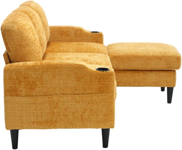 Chaiselongue-Liegesessel, Getränkehalter, USB, LED, Gelb Bild 10
