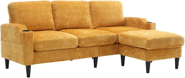 Chaiselongue-Liegesessel, Getränkehalter, USB, LED, Gelb Bild 9