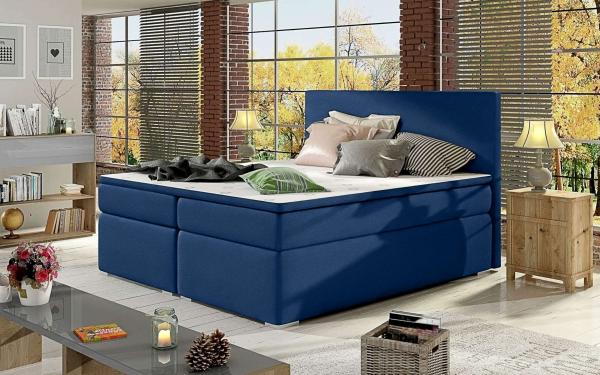 99rooms Mercury Boxspringbett Blau Velours KRONOS 180x200 cm