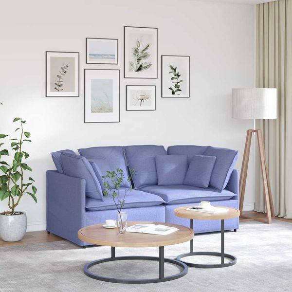 vidaXL Modulares Sofa mit Kissen Stoff Jeansblau 3321247