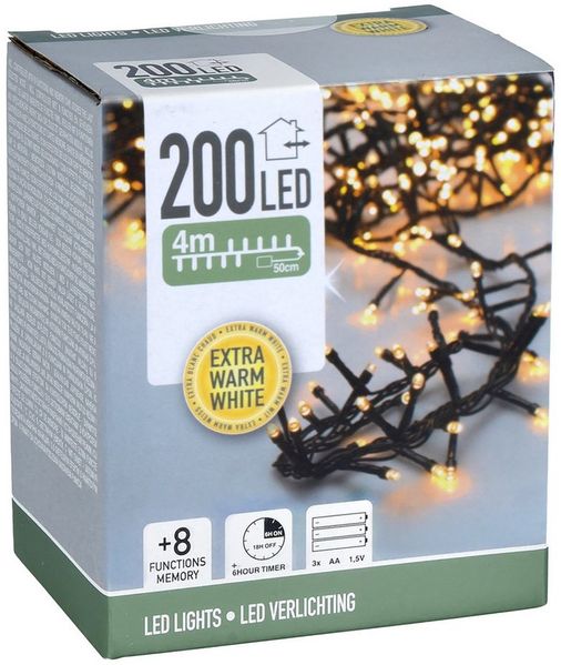 Spetebo LED-Lichterkette LED Lichterkette mit 8 Leuchtfunktionen, 200-flammig, Weihnachts Beleuchtung mit Speicherchip