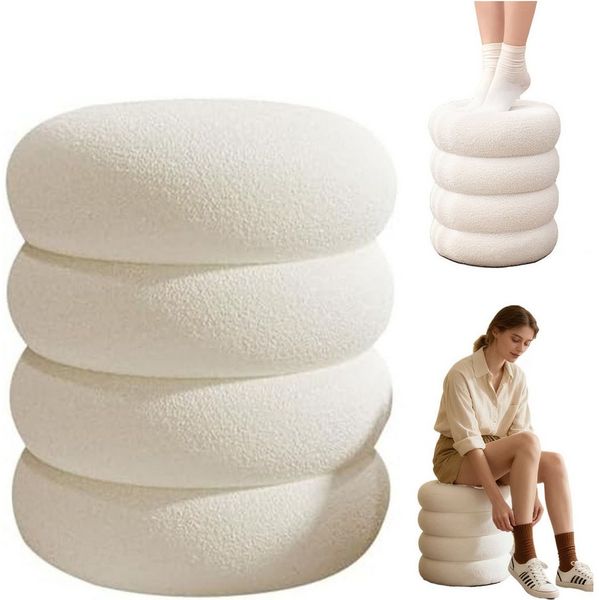 SURFOU Sitzhocker Fußhocker Strickhocker Stoff Hocker Rund Schminktisch Polsterhocker (Gepolsterte Sitzfläche), für Schminktisch Wohnzimmer Möbel als Flur Möbel Wohnen