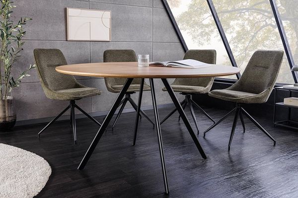 riess-ambiente Esstisch ATELIER 100cm natur/schwarz - Eiche, Metallbeine, rund, 2 Personen (Einzelartikel, 1-St), furnierter Tisch - ideal für Küche, Esszimmer, Wohnzimmer und Büro