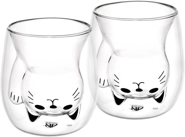 GRÄWE Doppelwandige-Thermogläser, 190ml, 2er Set, Motiv Katze