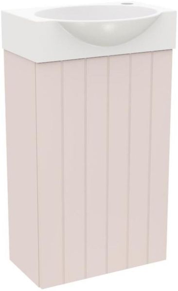 BADEDU IMPERO Gäste WC Waschtisch Set 40 cm breit, Rosa, Waschbecken Keramik Weiß