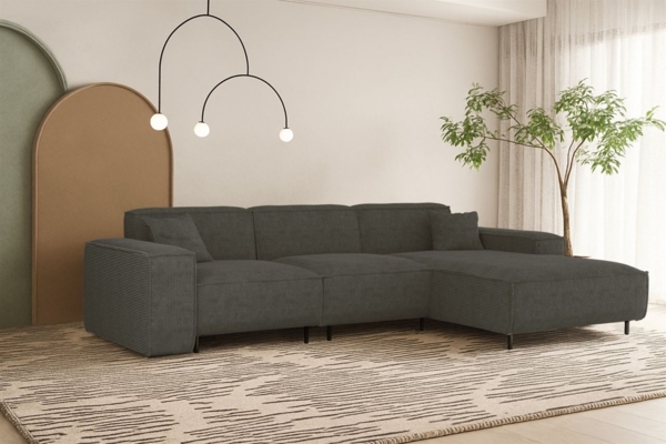 Ecksofa Designersofa GLORIA in Stoff Scala Anthrazit Ottomane Rechts Bild 1