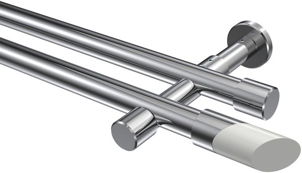 Gardinenstangen-Set Prestige Verano 100 cm, 2-läufig (ohne Ringe), 20 mm Ø Chrom
