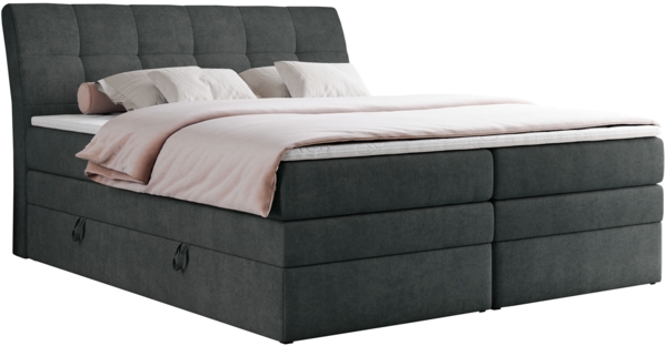 Boxspringbett, Stauraumbett, Bett mit Multipocket-Matratze und Topper - GOLD-10-KING - 120x200cm - Dunkelgrau Stoff - H4 Bild 3