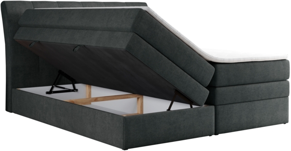 Boxspringbett, Stauraumbett, Bett mit Multipocket-Matratze und Topper - GOLD-10-KING - 120x200cm - Dunkelgrau Stoff - H4 Bild 4