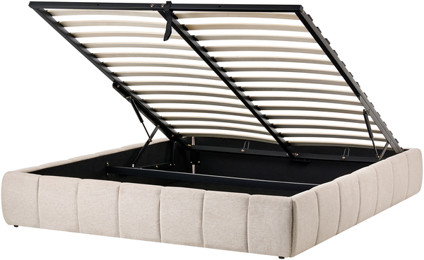 Bett mit Stauraum ohne Kopfteil Stoff GENAS 160x200 cm Hellbeige