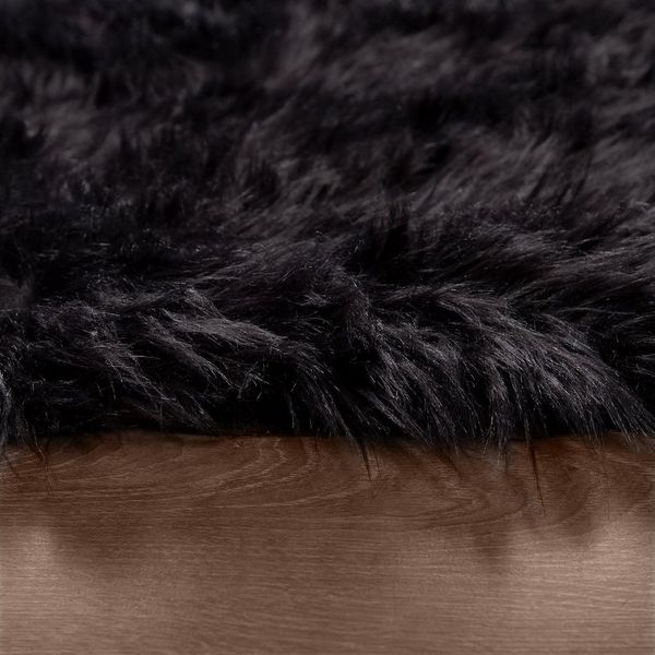 KADIMA DESIGN Teppich waschmaschinenwaschbar Einfarbig Schlafzimmer Hochflor Teppich Shaggy, Rund, Höhe: 64 mm, Florhöhe: 60 mm, Polyester, Rücken - Baumwolle, Rund, 30D, Schwarz