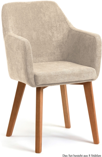 Armlehnstuhl (8er-Set) Darleen 57x87x60 Eiche geölt/Natur