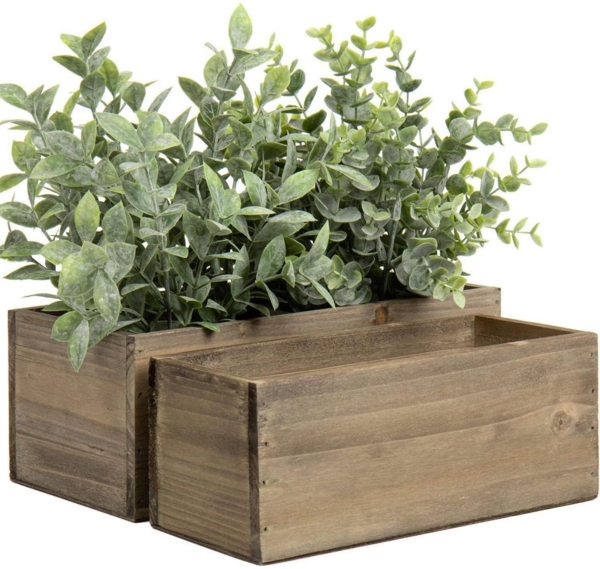 Oairse 2er Set Blumentopf Natürliche Holzkisten Vintage Look