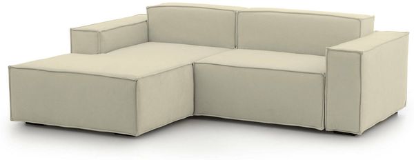 Dmora Sofa mit Halbinsel Alhoa, modulares 2-Sitzer-Sofa mit linker Halbinsel, Stoffsofa, 100 % Made in Italy, 220 x 170 x 70 cm, Beige
