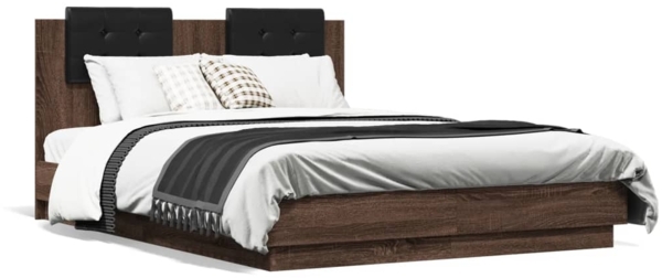 vidaXL Bettgestell mit Kopfteil Braun Eichen-Optik 135x190 cm 3209960