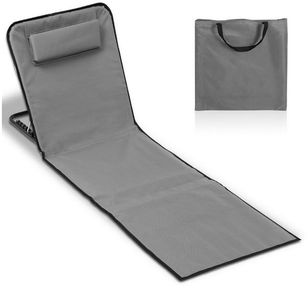 Clanmacy Gartenliege Strandmatte Verstellbarer 145cm 1er mit Tragegurt Grau 1x145 cm, 1 St.