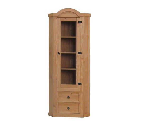 ebuy24 Vitrine New Mexico Eckschrank mit 1 Glastür und 2 Schublad
