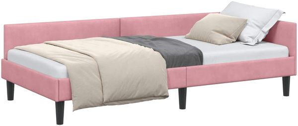 vidaXL Eckbettgestell mit Kopfteil Rosa 80 cm x 200 cm Samt 42016137 Bild 2